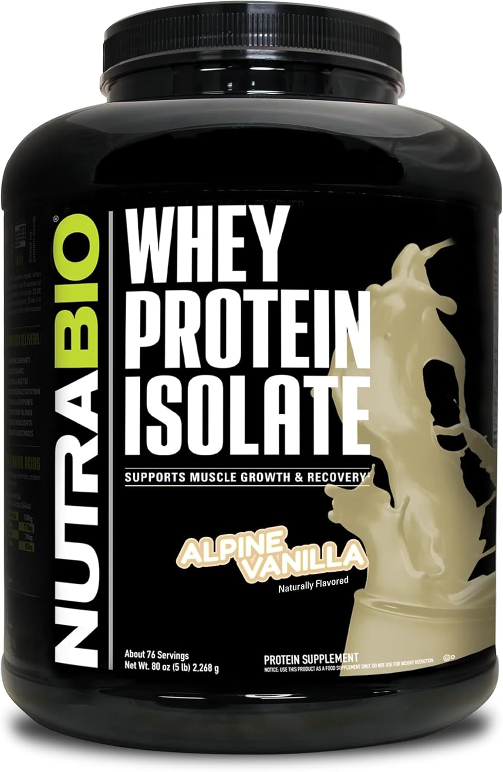 NutraBio 100% Whey Protein Isolate Powder for Muscle Growth