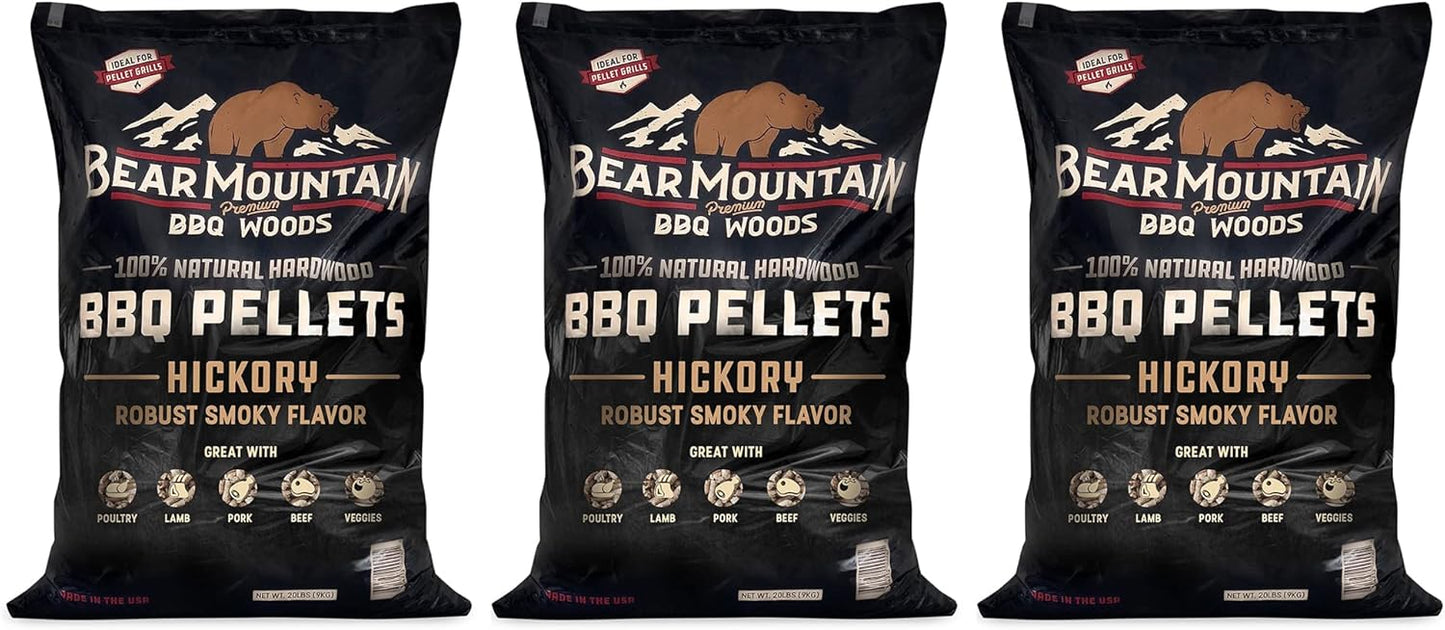 Bear Mountain Premium Hickory BBQ Smoker Pellets for Grilling