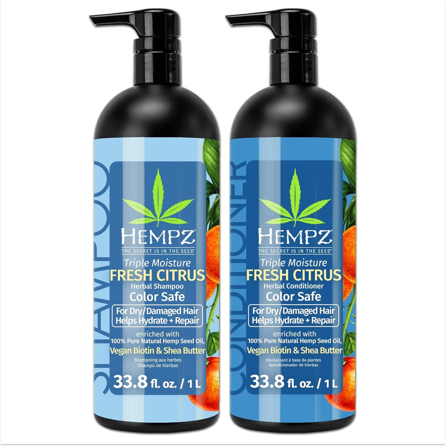 HEMPZ Hair Shampoo & Conditioner Set for Dry, Damaged Hair