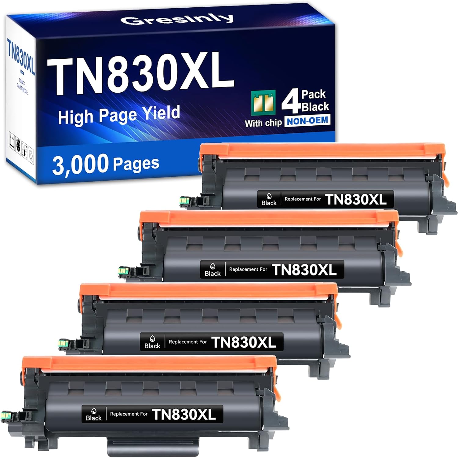 TN830XL Toner Replacement for Brother Printers - 4-Pack