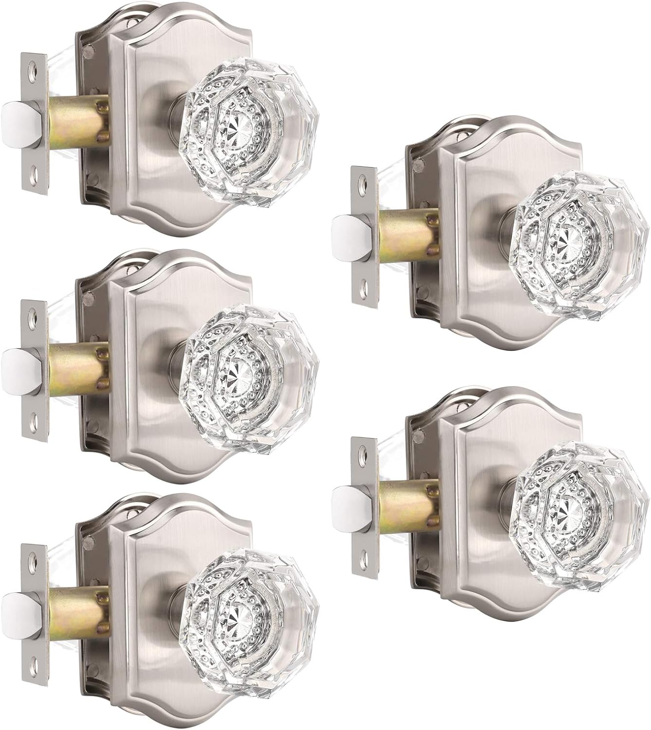 Gobrico Crystal Door Knobs 5 Pack for Elegant Home Decor