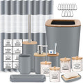 Bathroom Accessories Set 24-Piece Grey with Shower Curtain