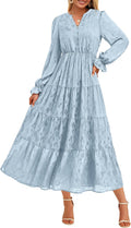 Fall Wedding Guest Maxi Dress 2025 - Elegant Long Sleeve Tiered