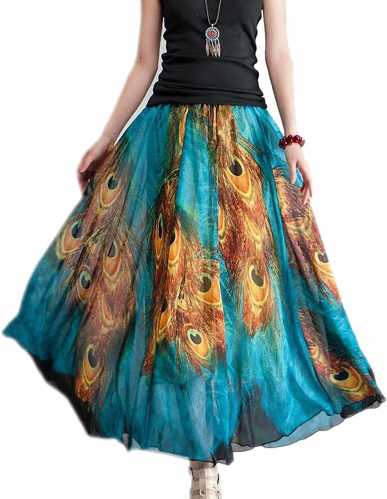 Afibi Women Full Length Chiffon Maxi Skirt for Beach Wear