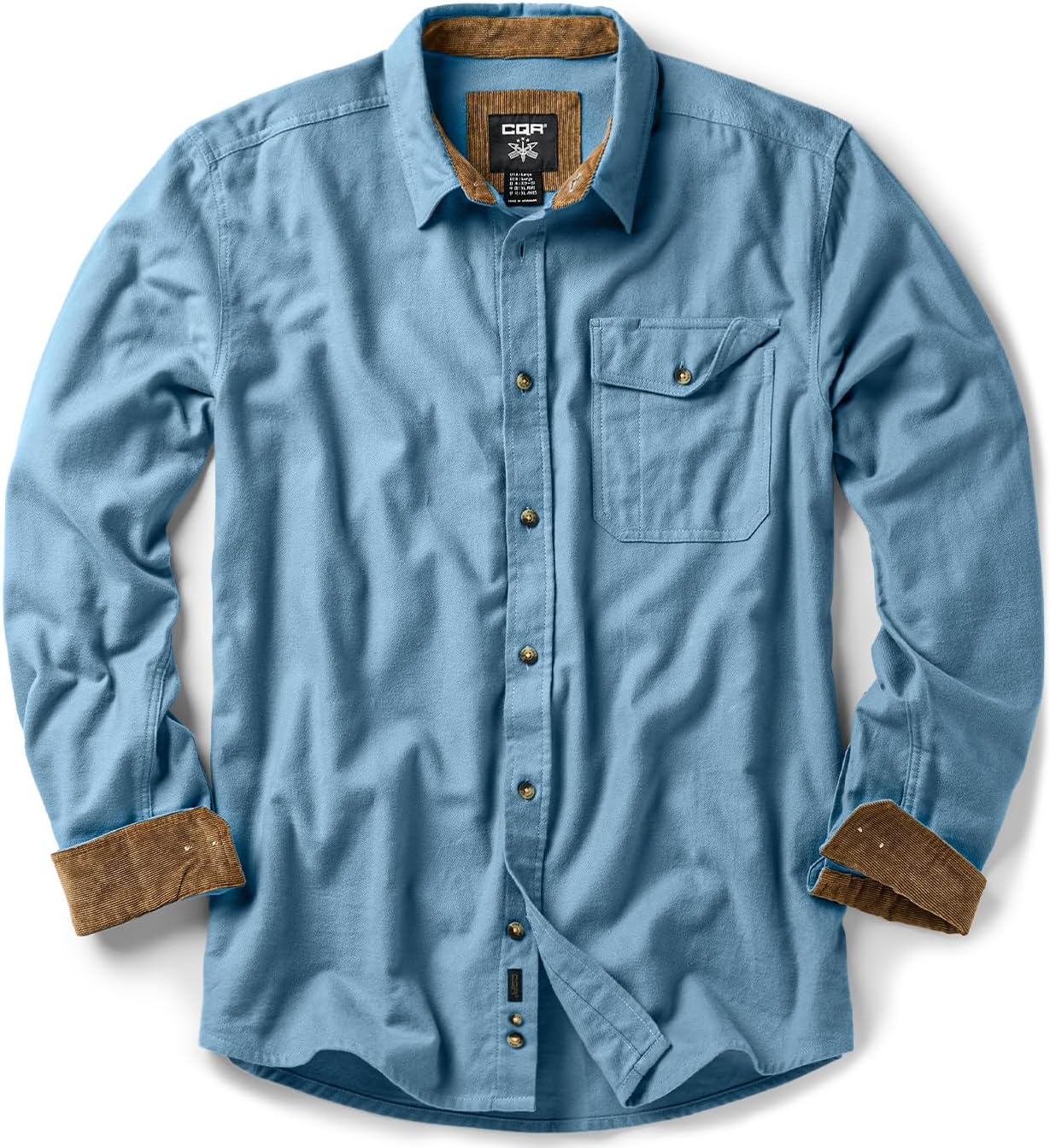 CQR Men's 100% Cotton Flannel Shirts for Casual Outdoor Wear