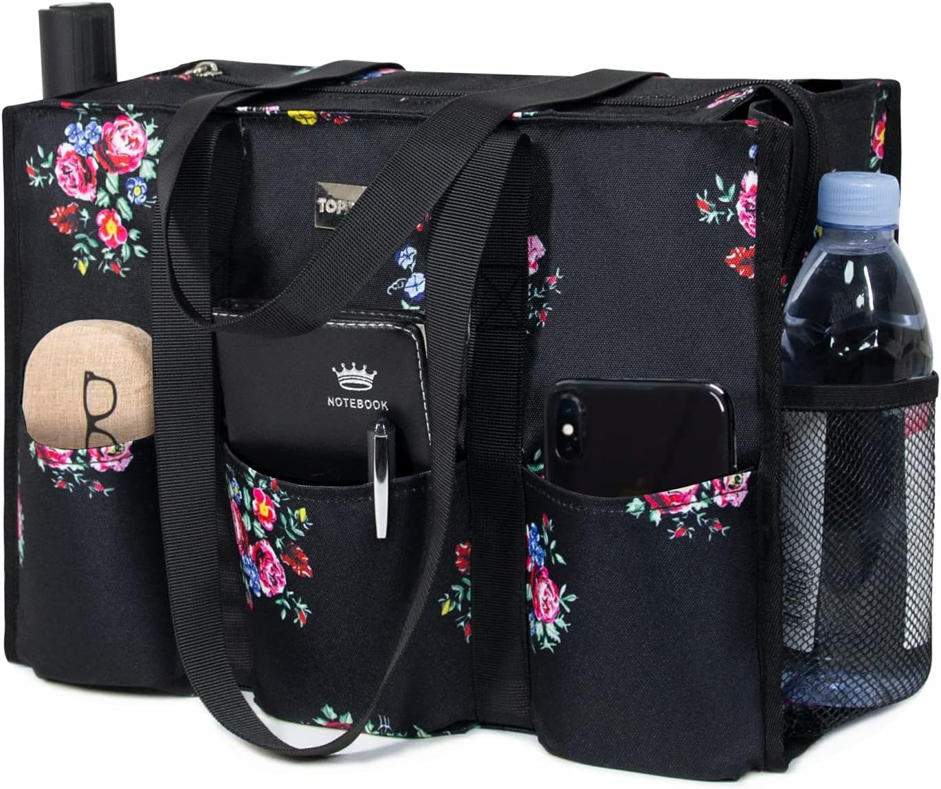 Utility Water Resistant Tote Bag with 13 Pockets for Women