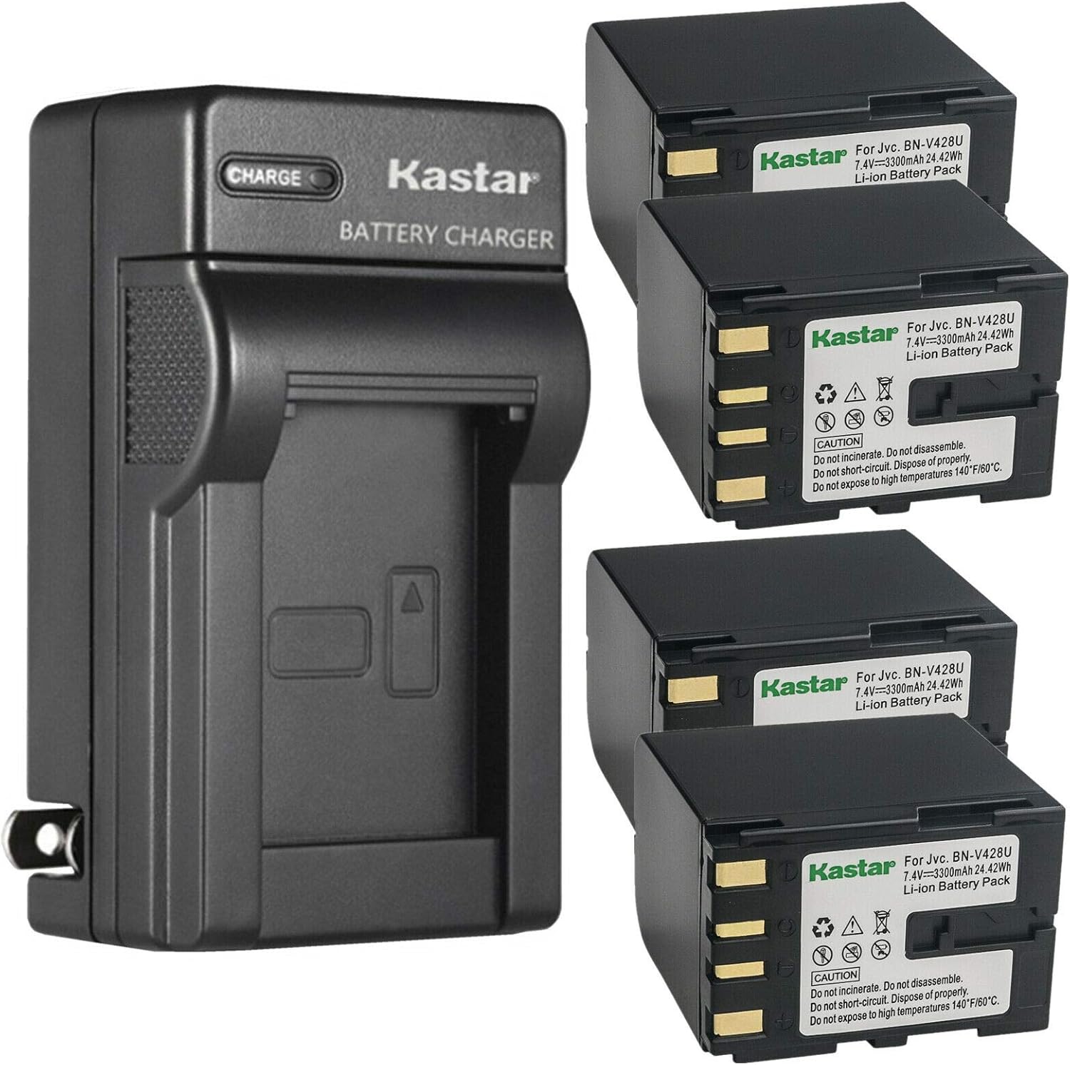 Kastar 4-Pack BN-V428 Battery and AC Wall Charger Replacement