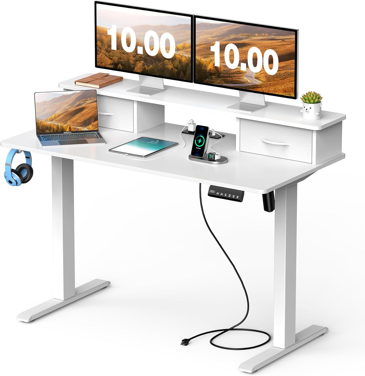 Mr IRONSTONE 47 Electric Standing Desk - Height Adjustable & Spacious Storage