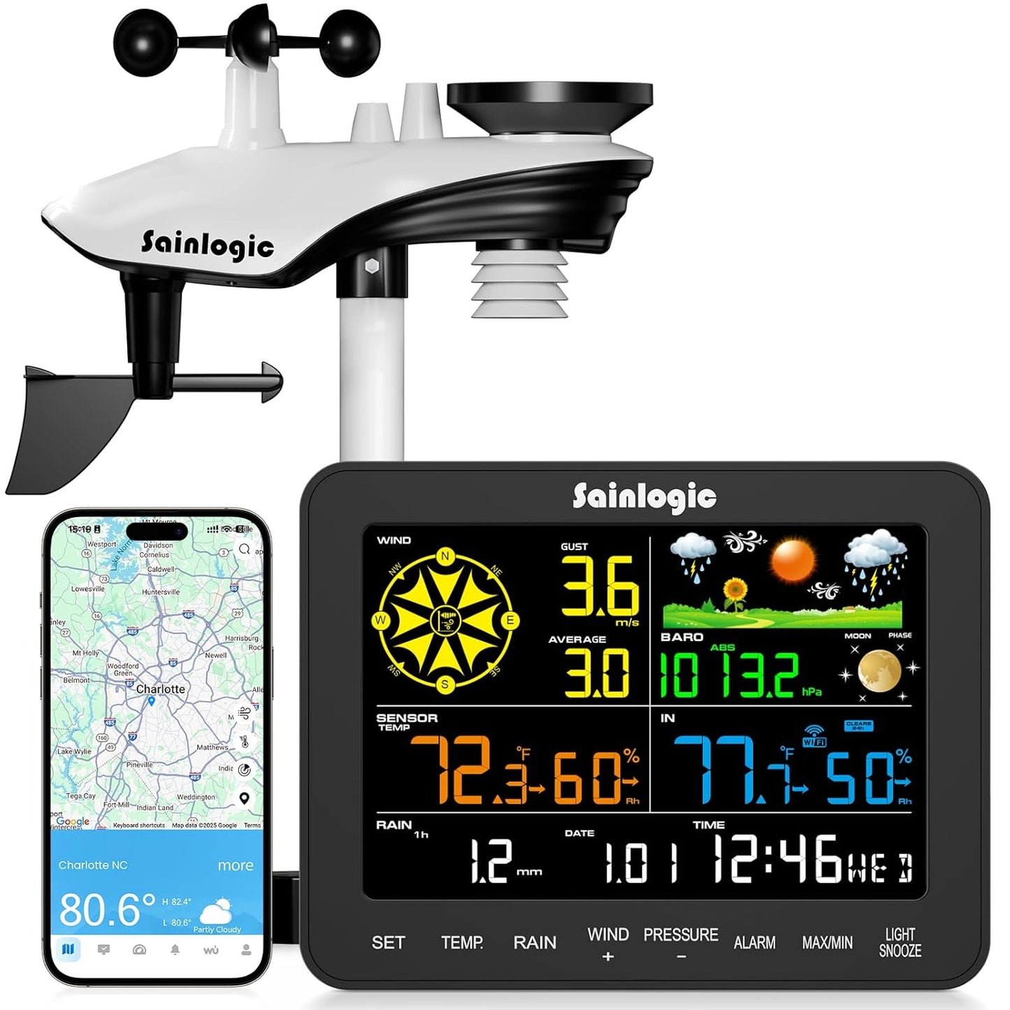 Sainlogic Smart WiFi Weather Station with AI Forecast & Alerts