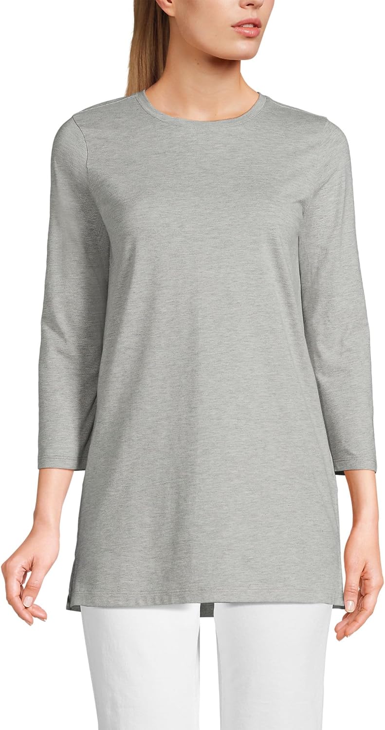 Lands' End Women's Supima Cotton Crewneck Tunic for Comfort