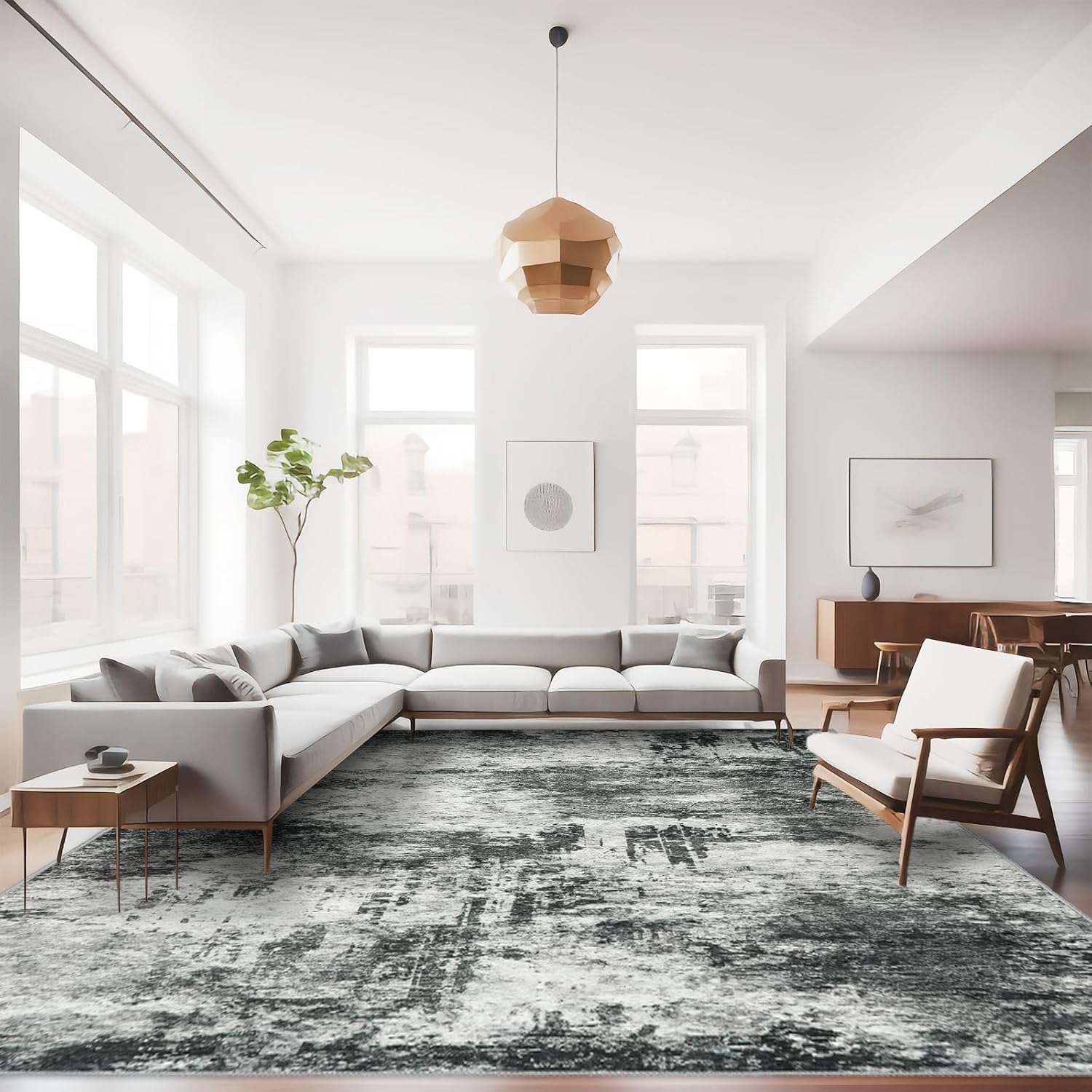 RUUGME 9X12 Abstract Area Rug: Soft Washable Non-Slip Carpet