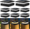 4x4in Solar Post Cap Lights Outdoor - 8 Pack Multi-Color Modes