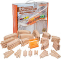 56 Piece Wooden Train Track Expansion Pack with See-Through Tunnel