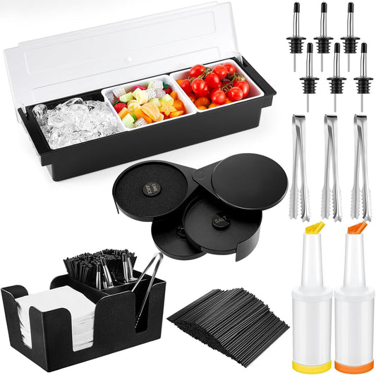 Mifoci Garnish Tray with Lid Bar Caddy for Cocktail Lovers