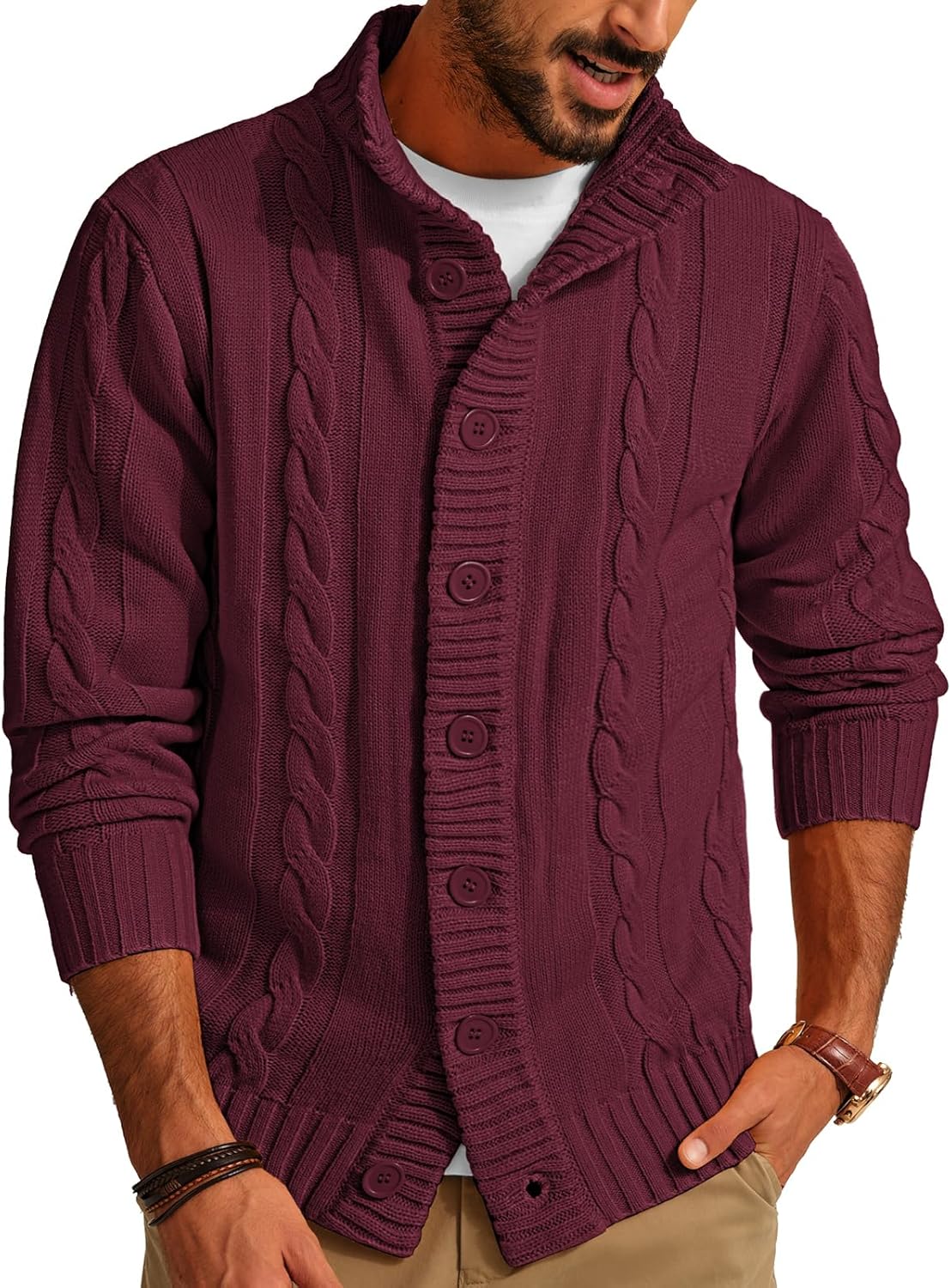 PJ PAUL JONES Men's Cardigan Sweater for Stylish Comfort