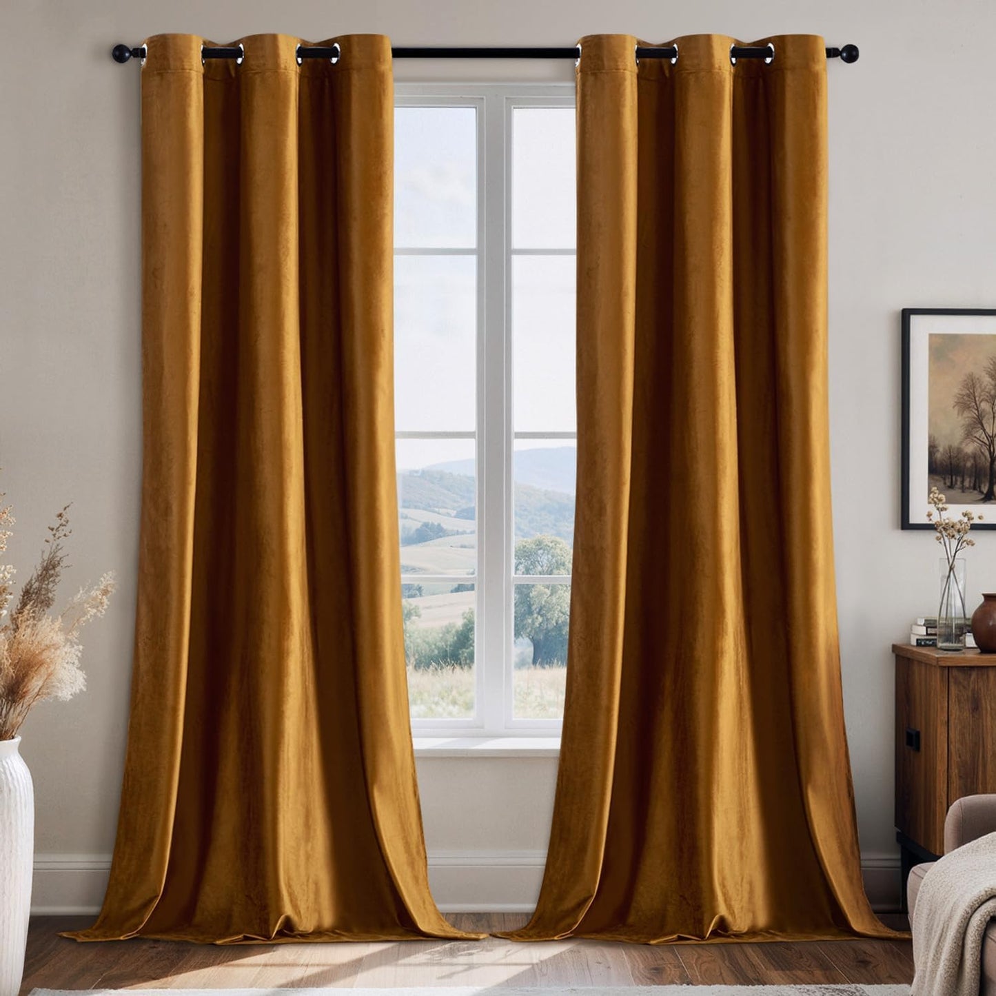 Luxurious Velvet Curtains for Living Room - Room Darkening Panels