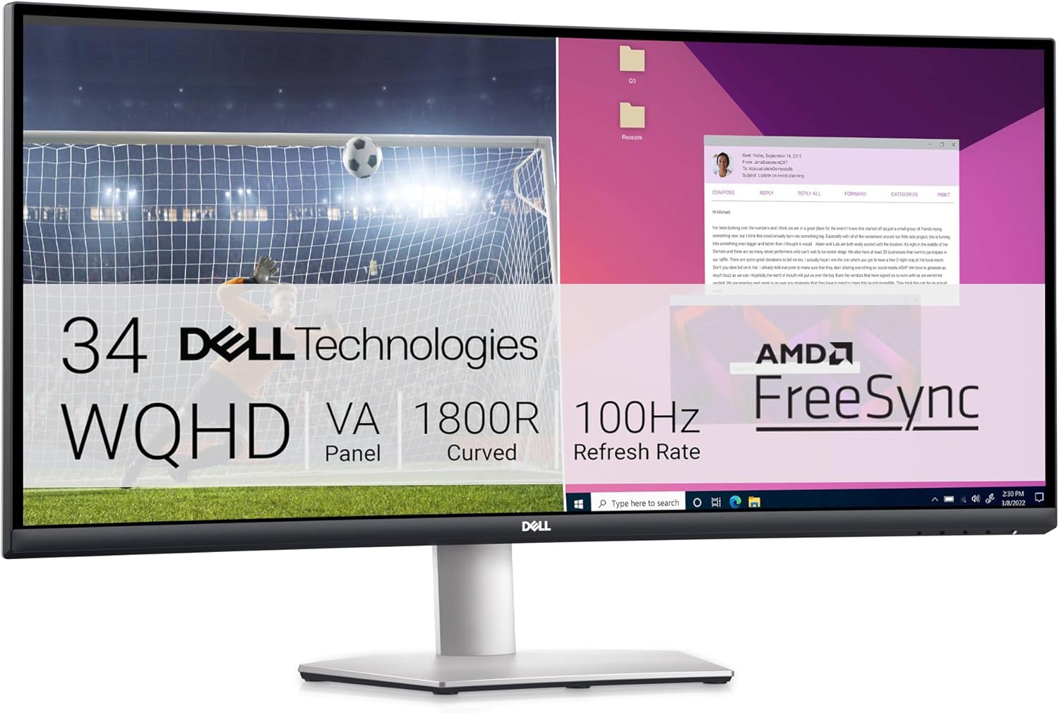 Dell 34-Inch Curved Monitor: Immersive 100Hz WQHD Display