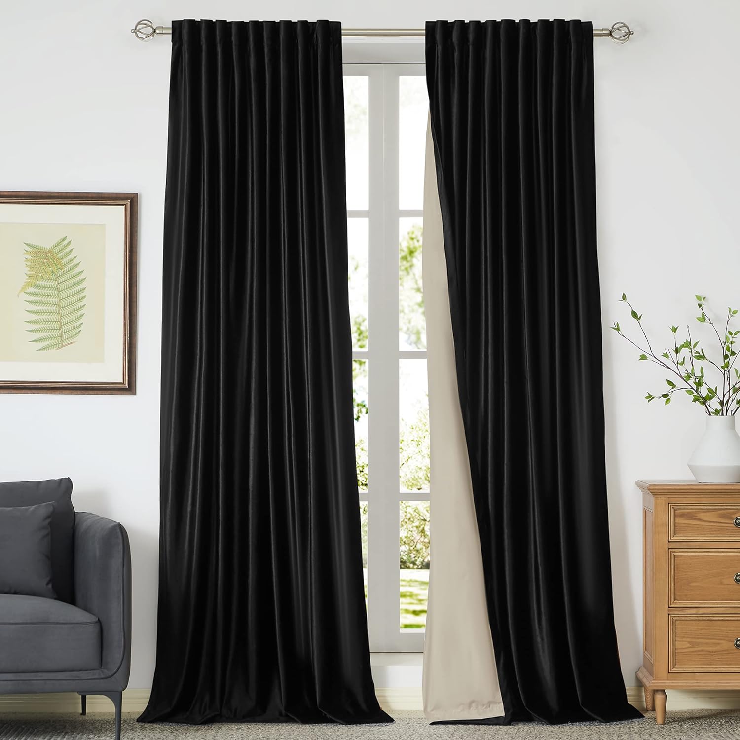 Blackout Plush Velvet Curtains 84 inch Long for Bedroom Decor