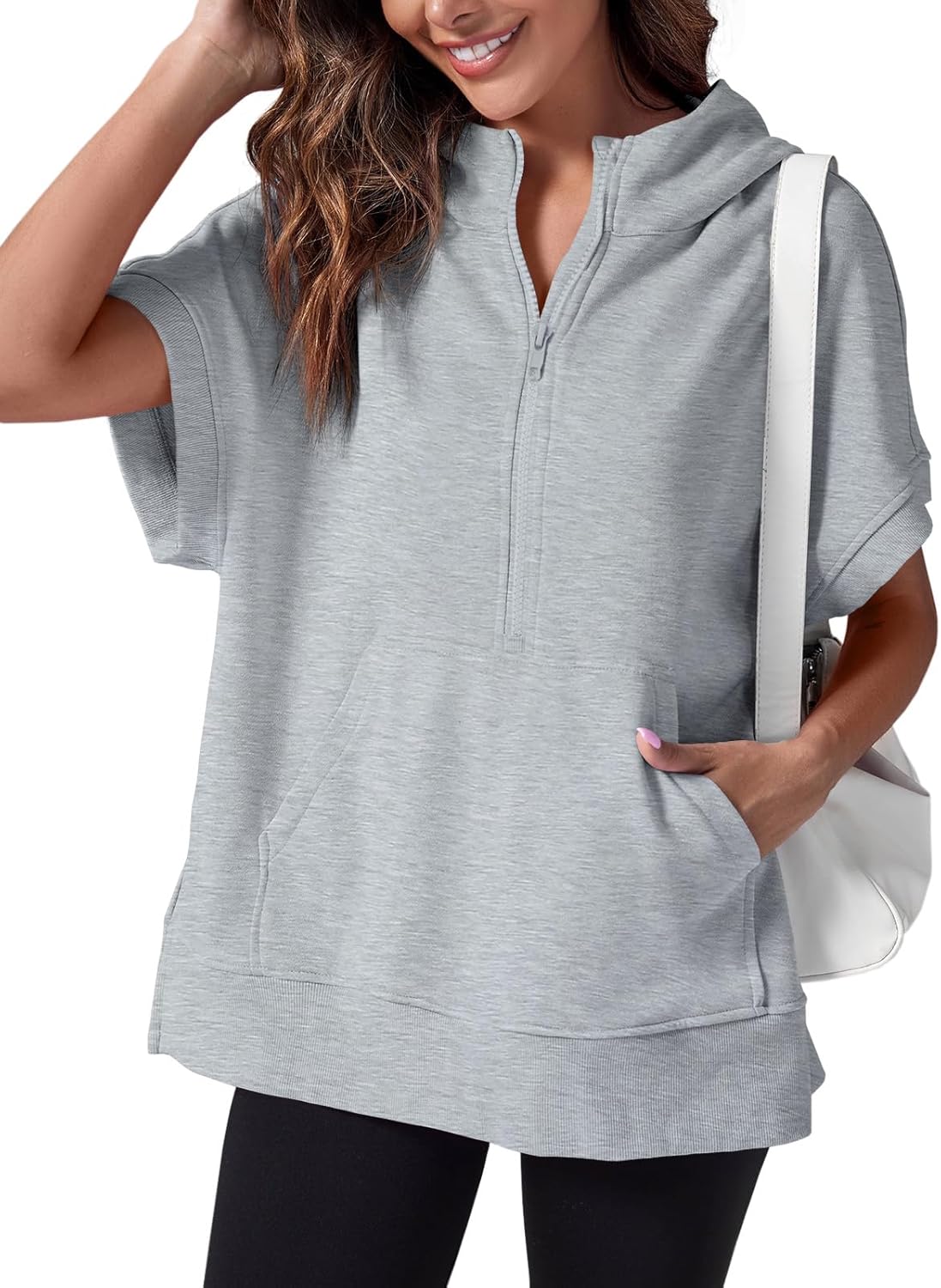 Fisoew Oversized Hoodie: Short Sleeve Comfort