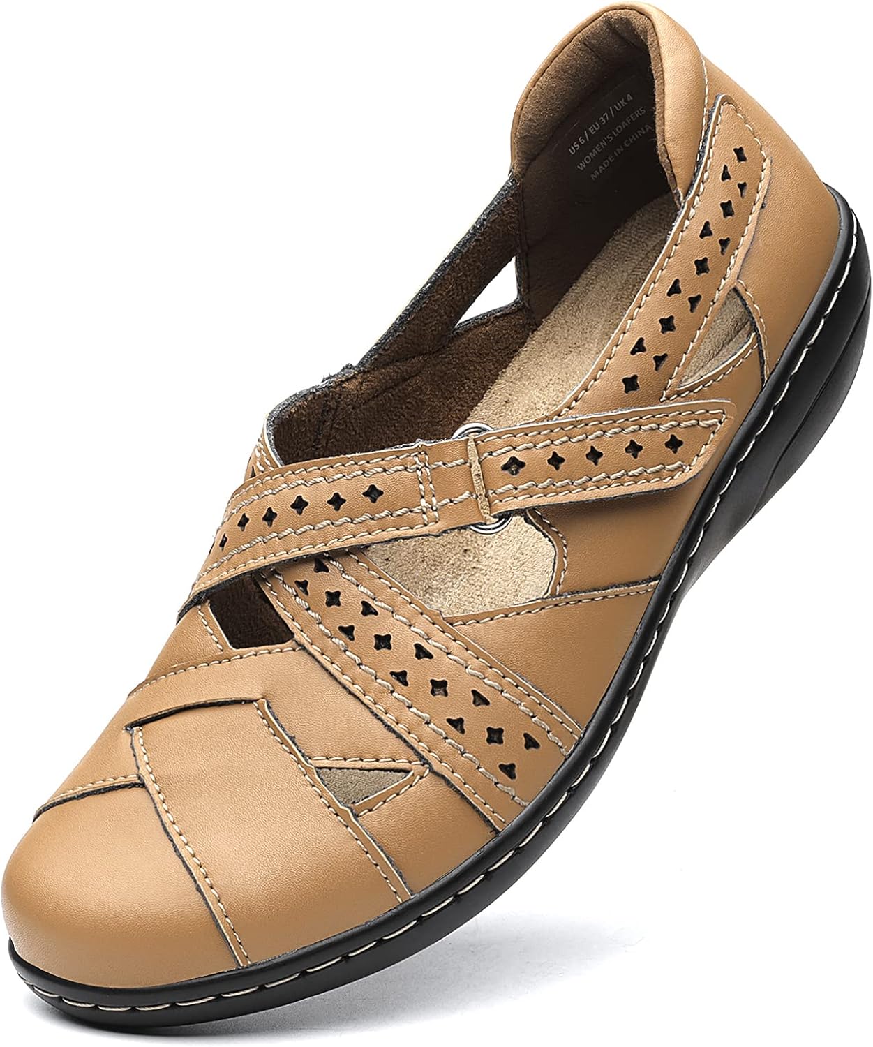 Irrefour Women's Classic Genuine Leather Casual Loafer Sandal