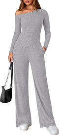 PRETTYGARDEN Fall Two Piece Sets For Women - Ribbed Knit Lounge Set