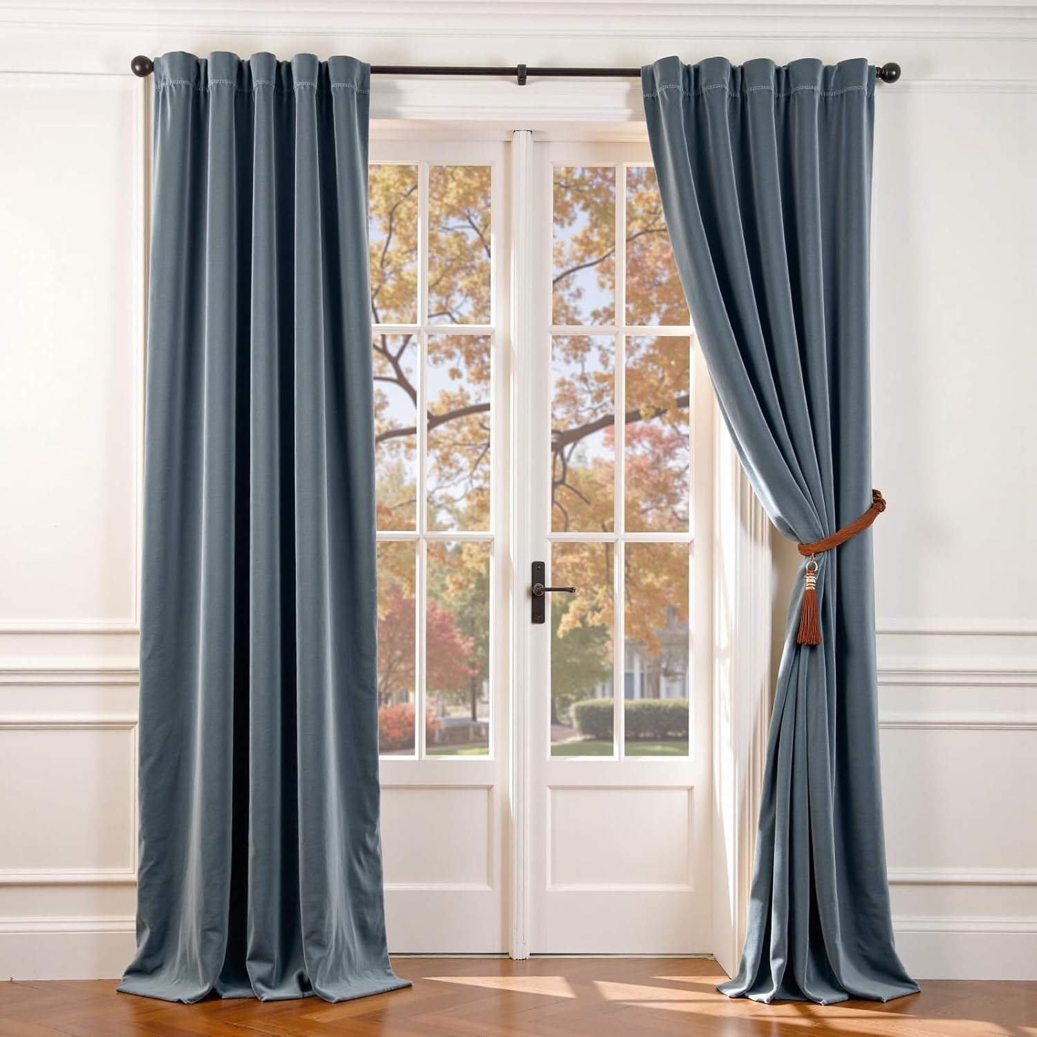 Lazzzy Blue Velvet Curtains for Bedroom and Living Room Decor