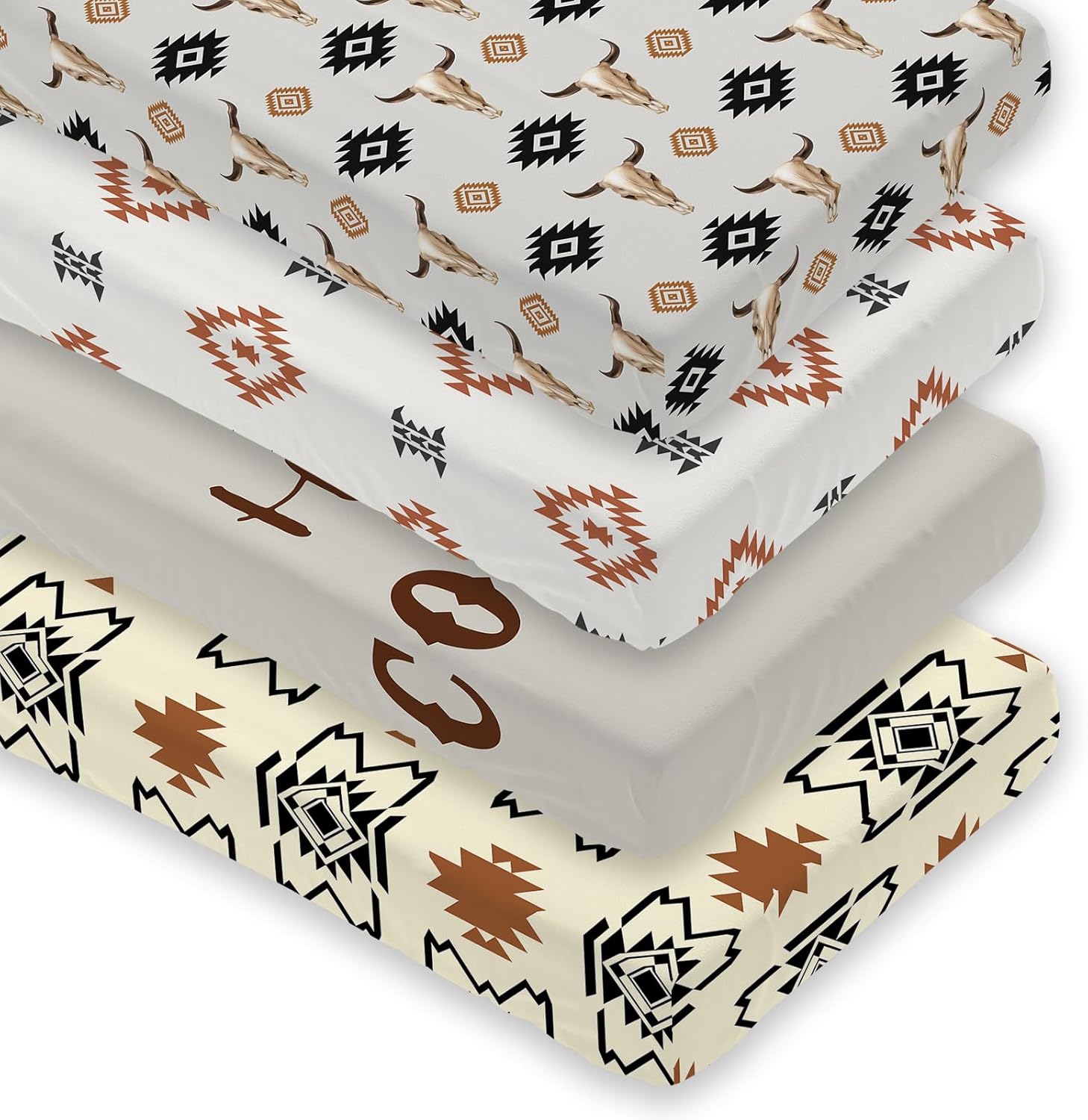 4 Pack Western Crib Set for Baby Boys - Soft Breathable Sheets