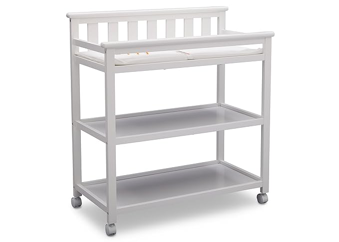 Delta Children Flat Top Changing Table with Wheels for Convenience