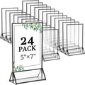 5x7 Clear Acrylic Sign Holders 24 Pack - Double-Sided Table Displays