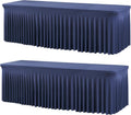 2 Pack Navy Blue Spandex Tablecloths for 8 Foot Rectangle Tables