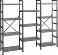 SUPERJARE Triple 4 Tier Bookshelf - 11-Shelf Wide Bookcase for Home