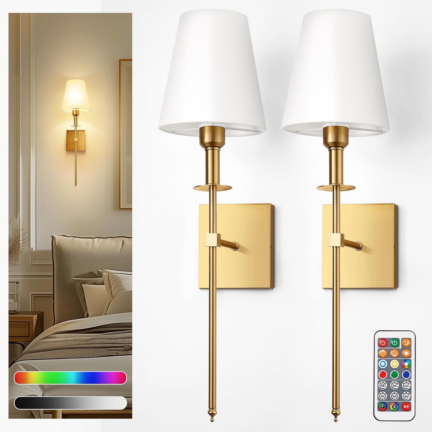 Battery Operated Wall Sconce Set of 2 for Stylish Lighting