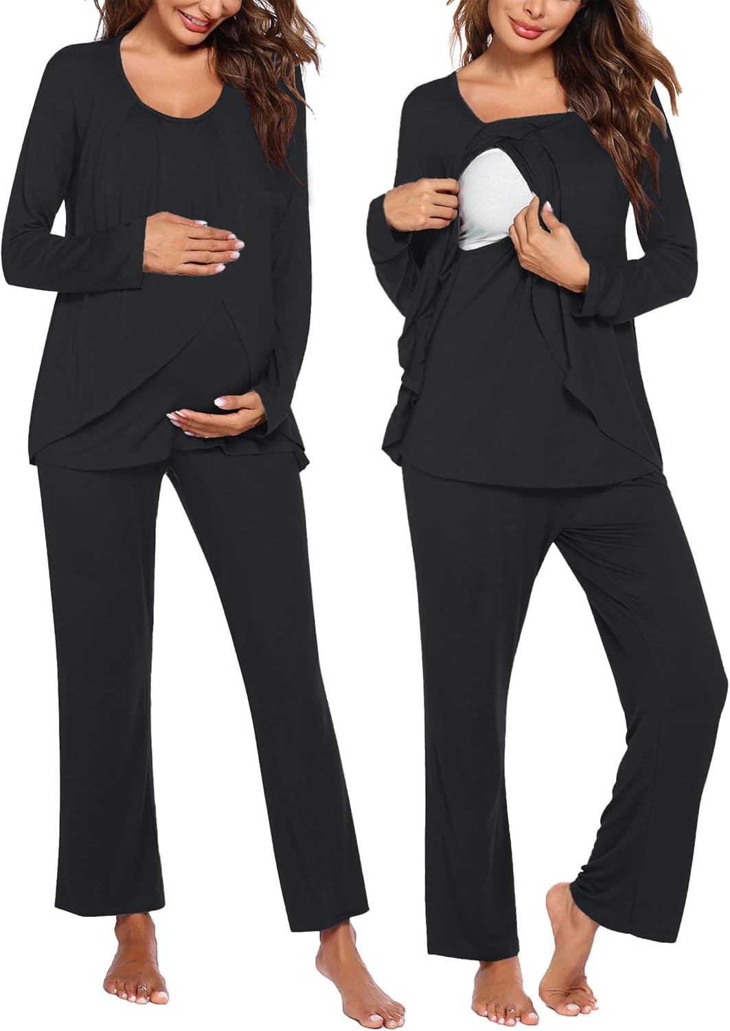 Ekouaer Maternity Nursing Pajama Set for Comfortable Sleepwear