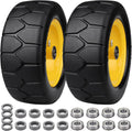 11x4.00-5 Flat Free Lawn Mower Tires 2-Pack - Solid PU, Steel Wheel