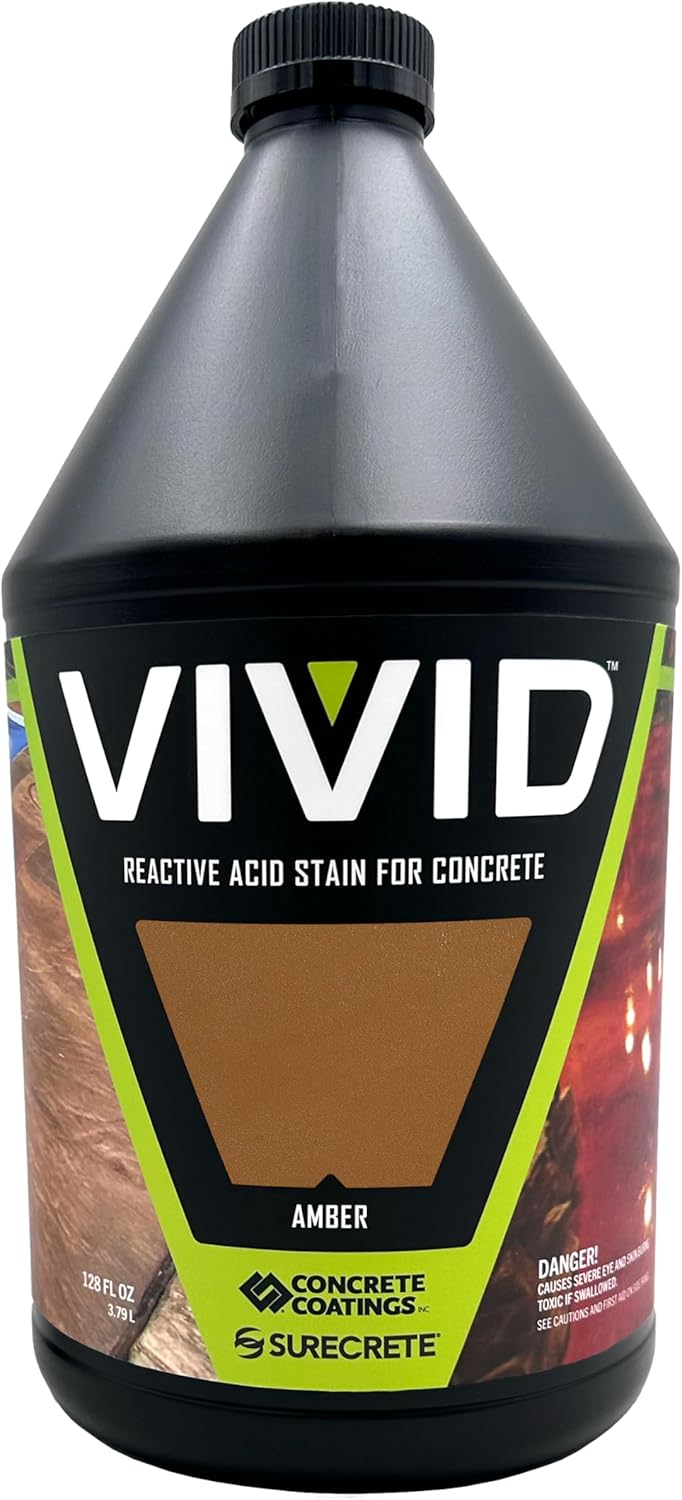 Vivid Acid Stain for Concrete - Amber Color, 1-Gallon Size