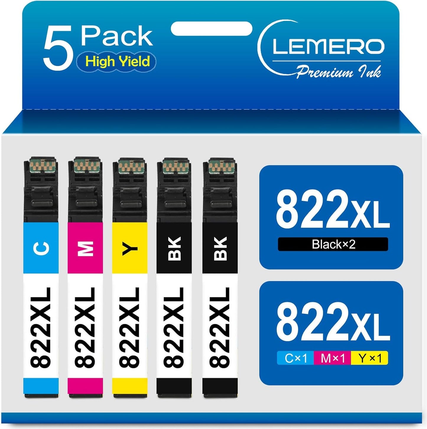 LEMERO Remanufactured Ink Combo: Epson 822XL Replacement