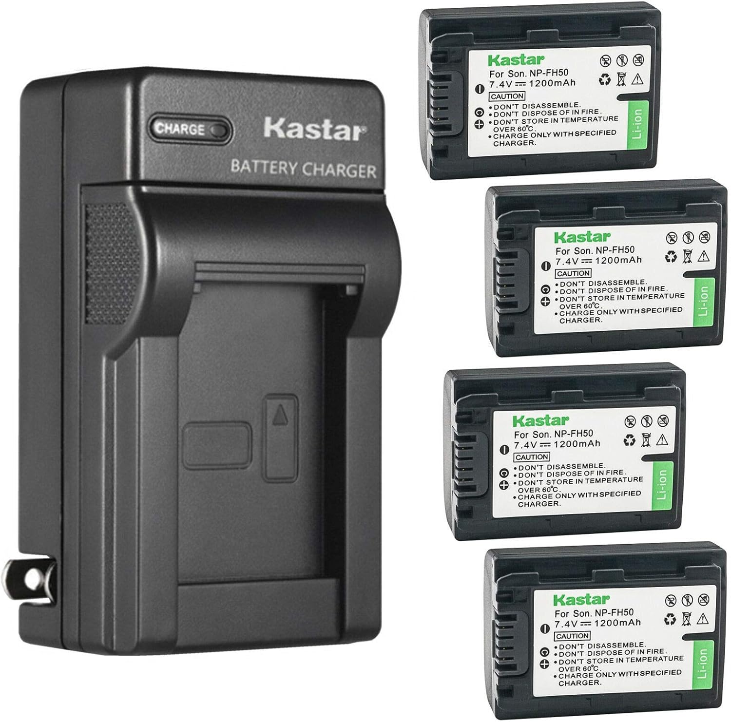 Kastar 4-Pack Battery and AC Wall Charger for Sony Camcorders