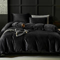 Black Flannel Velvet Duvet Cover King Size - Ultra Soft Luxury