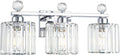 Modern Crystal Bathroom Vanity Light 3-Light Chrome Fixture - Luxury