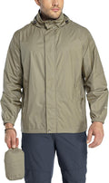 Men's Packable Rain Jacket Waterproof Shell with Hood - Lightweight