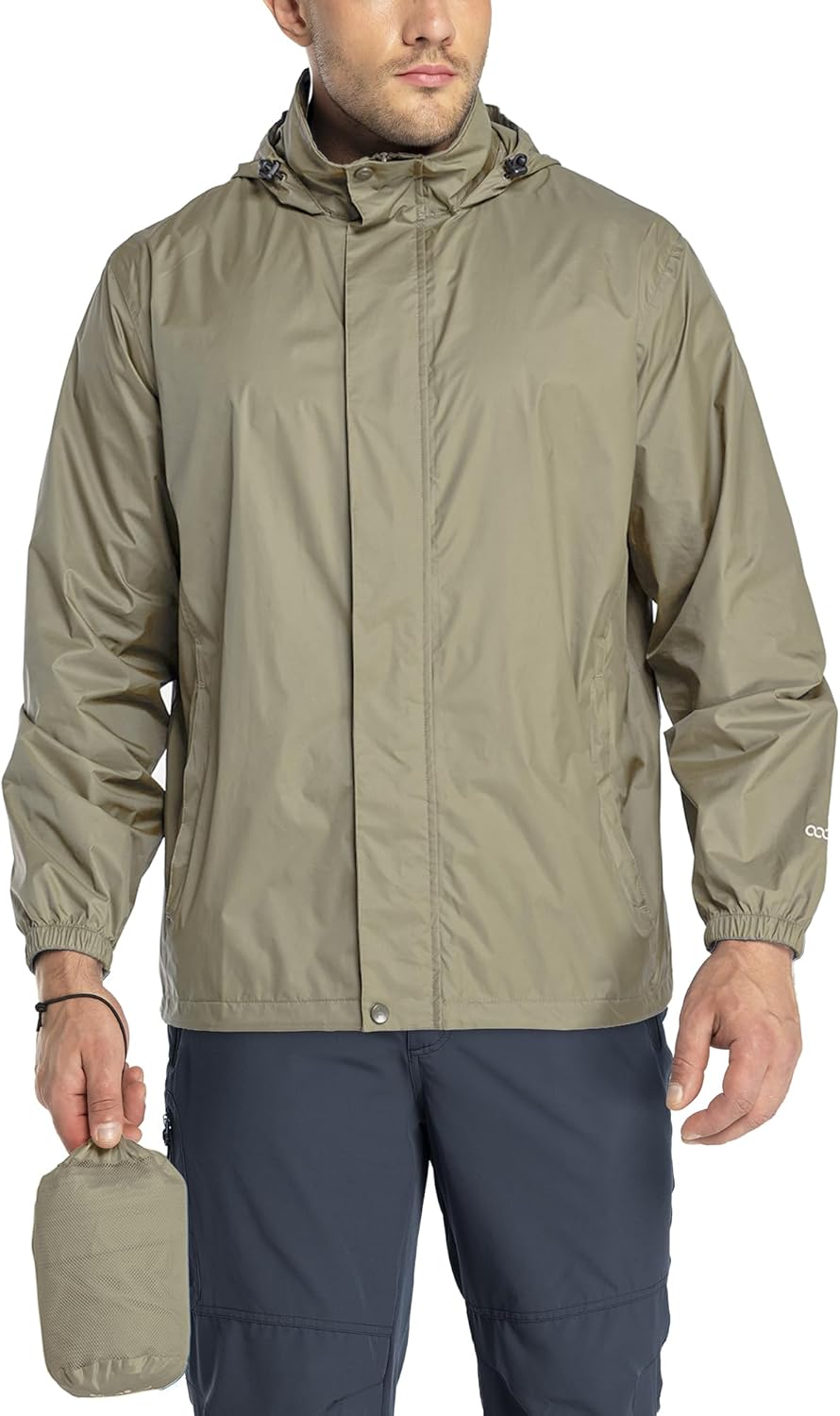 33,000ft Packable Rain Jacket for Men - Lightweight Waterproof Shell