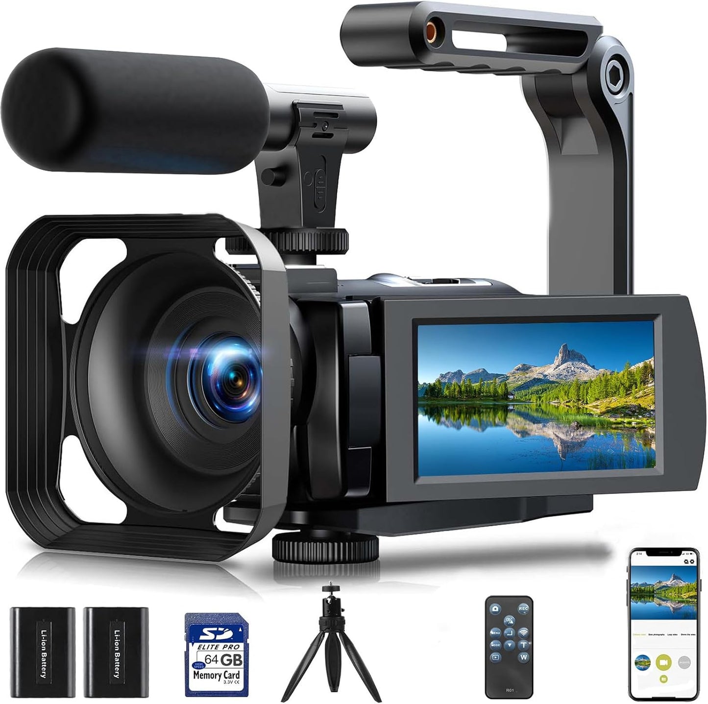 5K Video Camera with 56MP Night Vision for YouTubers and Vloggers