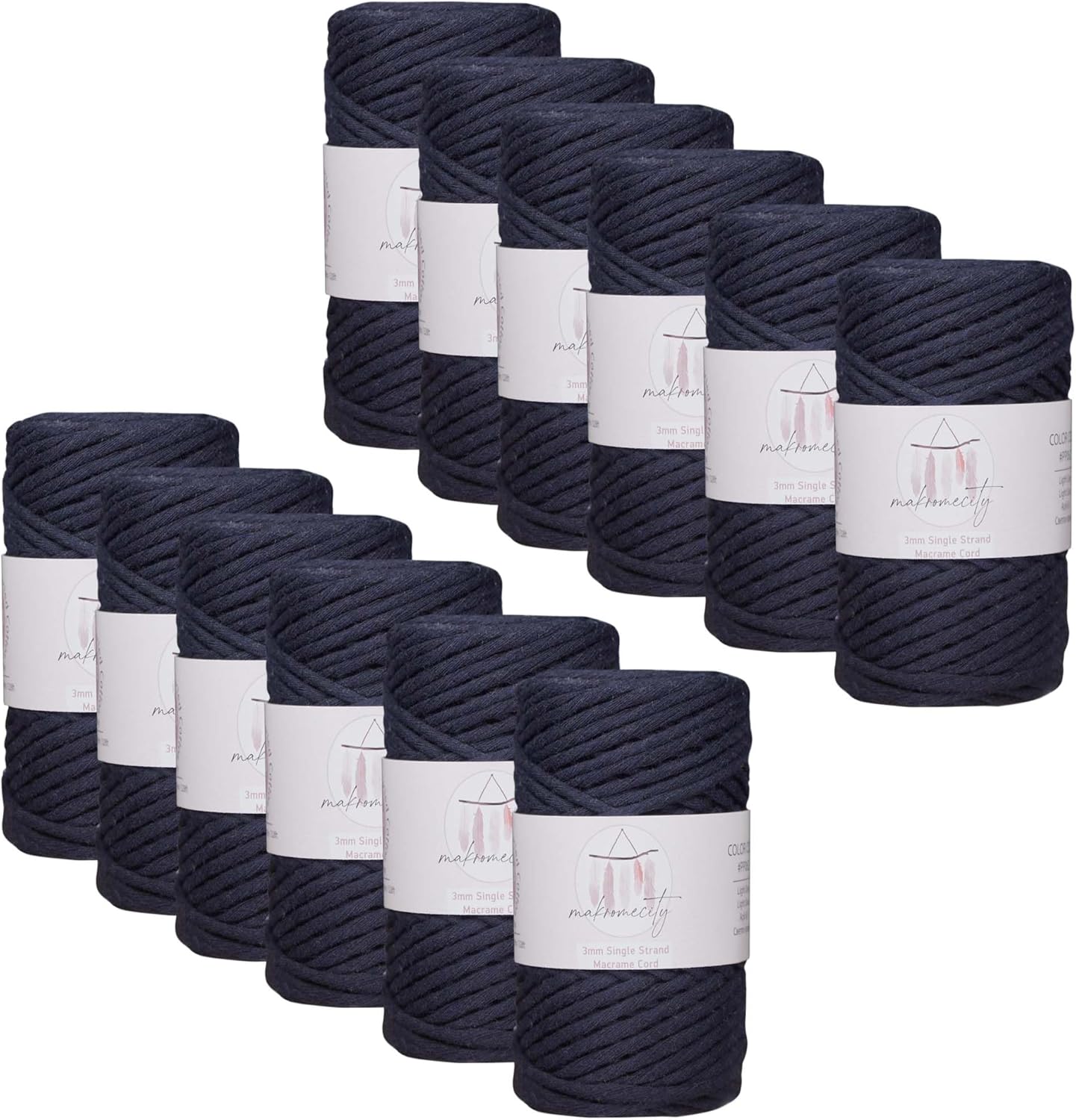 12 Skeins of 3mm Single Strand Macrame Cord for Crafts