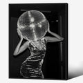 Vintage Funky Y2k Hot Girl Poster Black and White Disco Ball Art