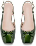 Women's Ballet Flats Slingbacks Square Toe Bow Satin (Style BY3M)