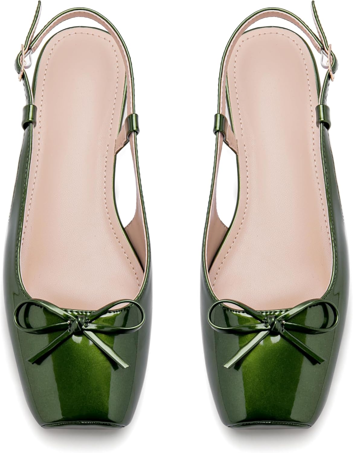 Women's Ballet Flats Slingbacks with Square Toe and Bow Design