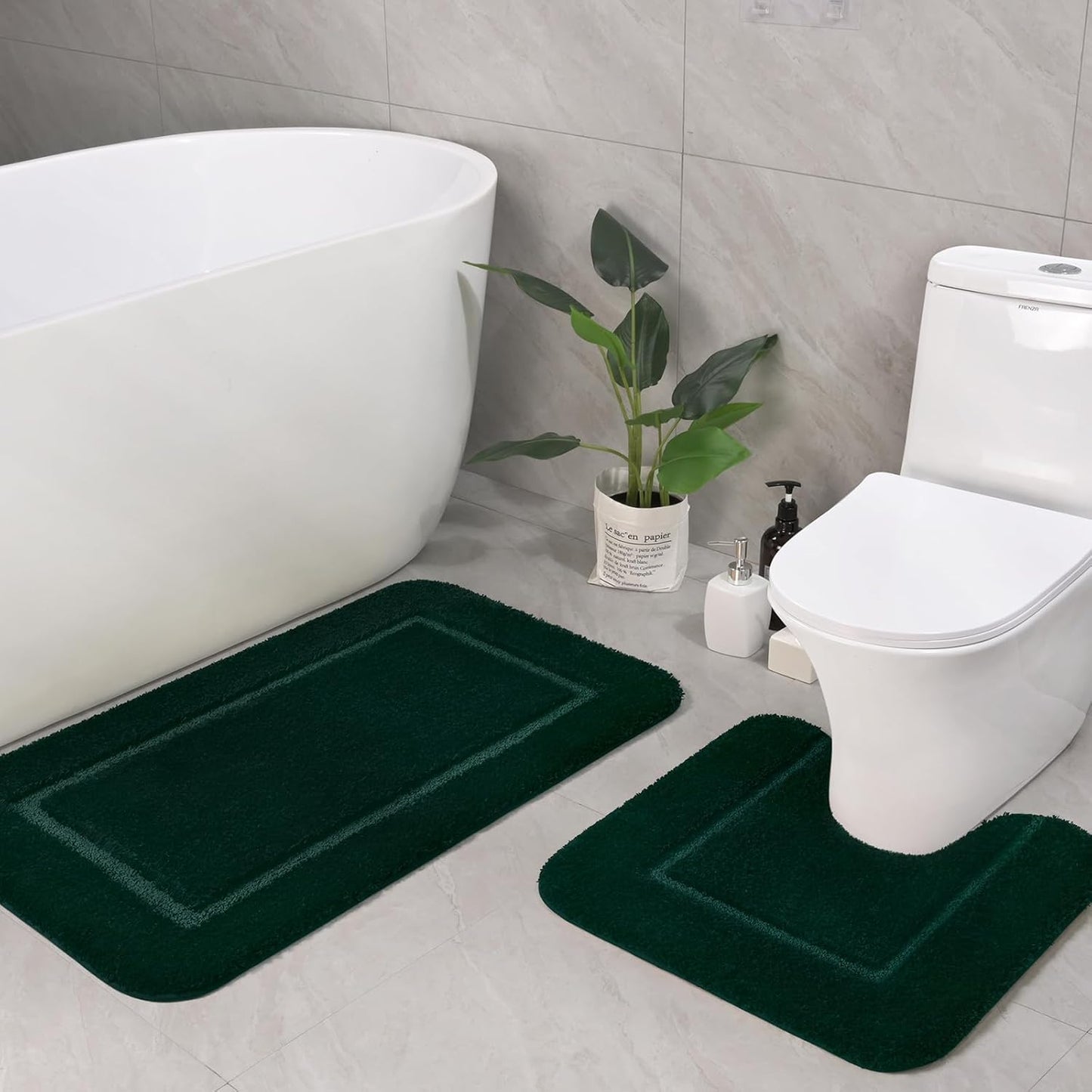 LOCHAS Bathroom Rug Set in Hunter Green for Cozy Comfort
