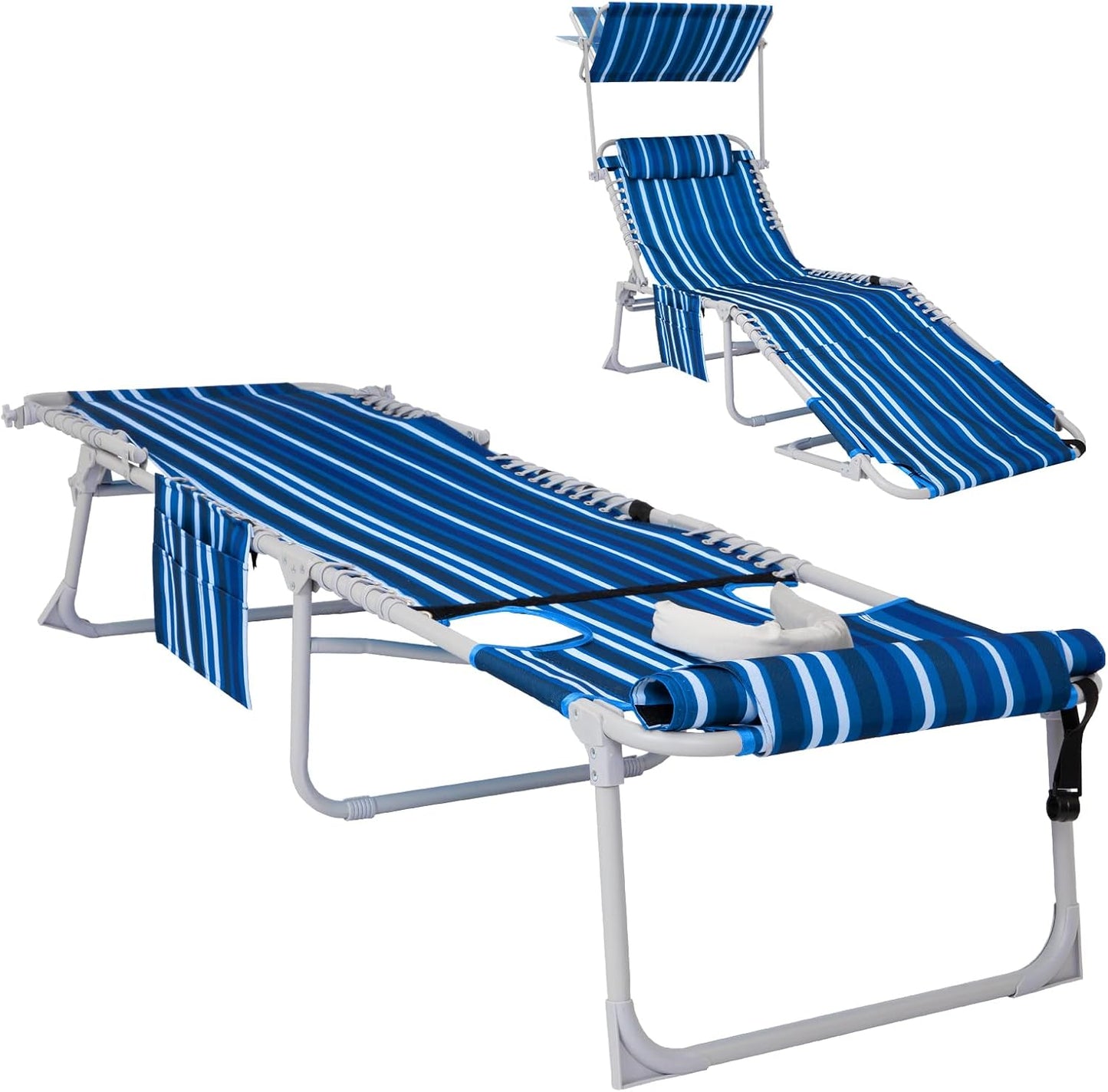 WEJOY 3 in 1 Tanning Chair with Face Hole & Canopy for Comfort