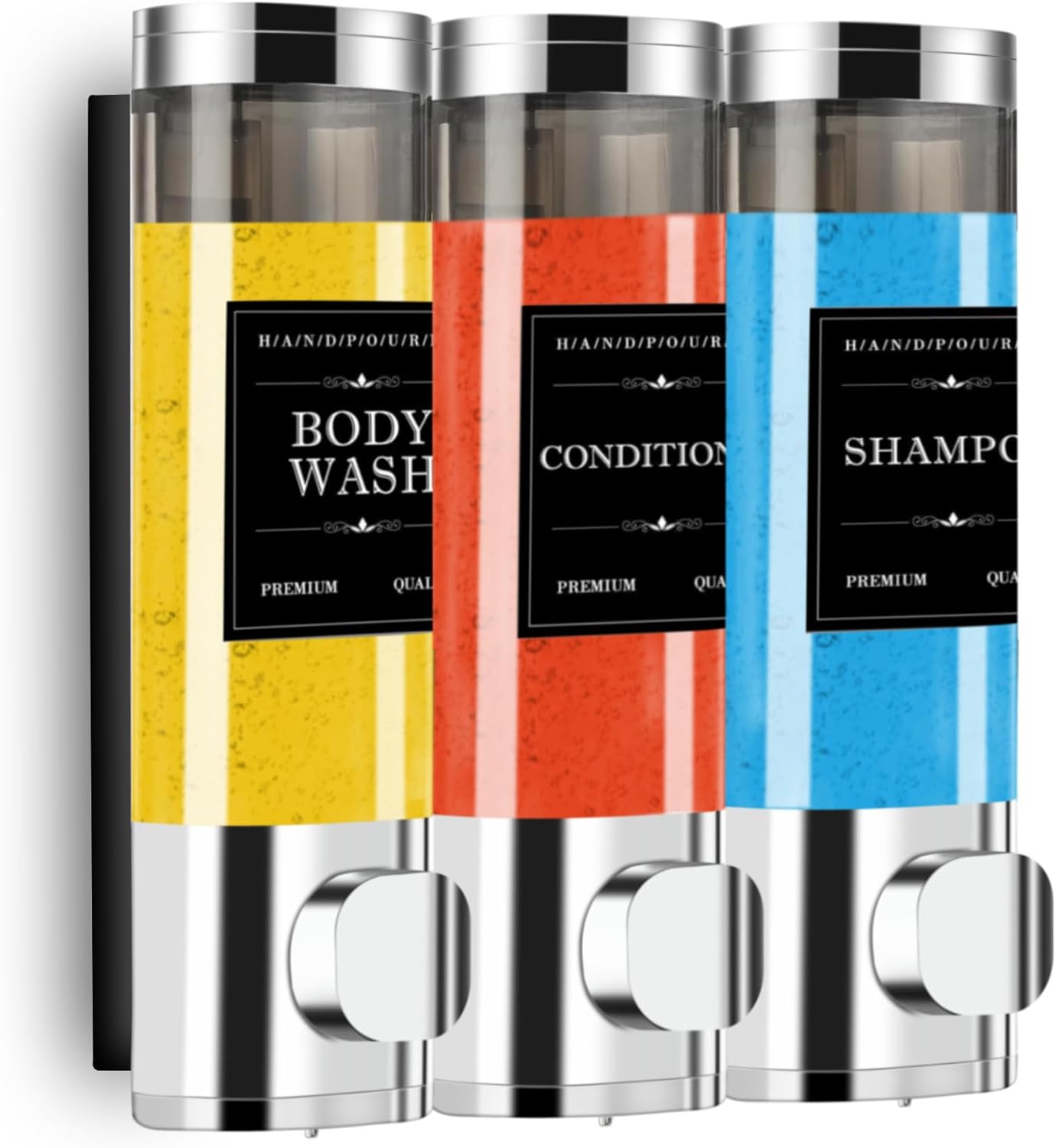 3-Chamber Wall-Mounted Shower Dispenser - Easy, No-Drill Installation
