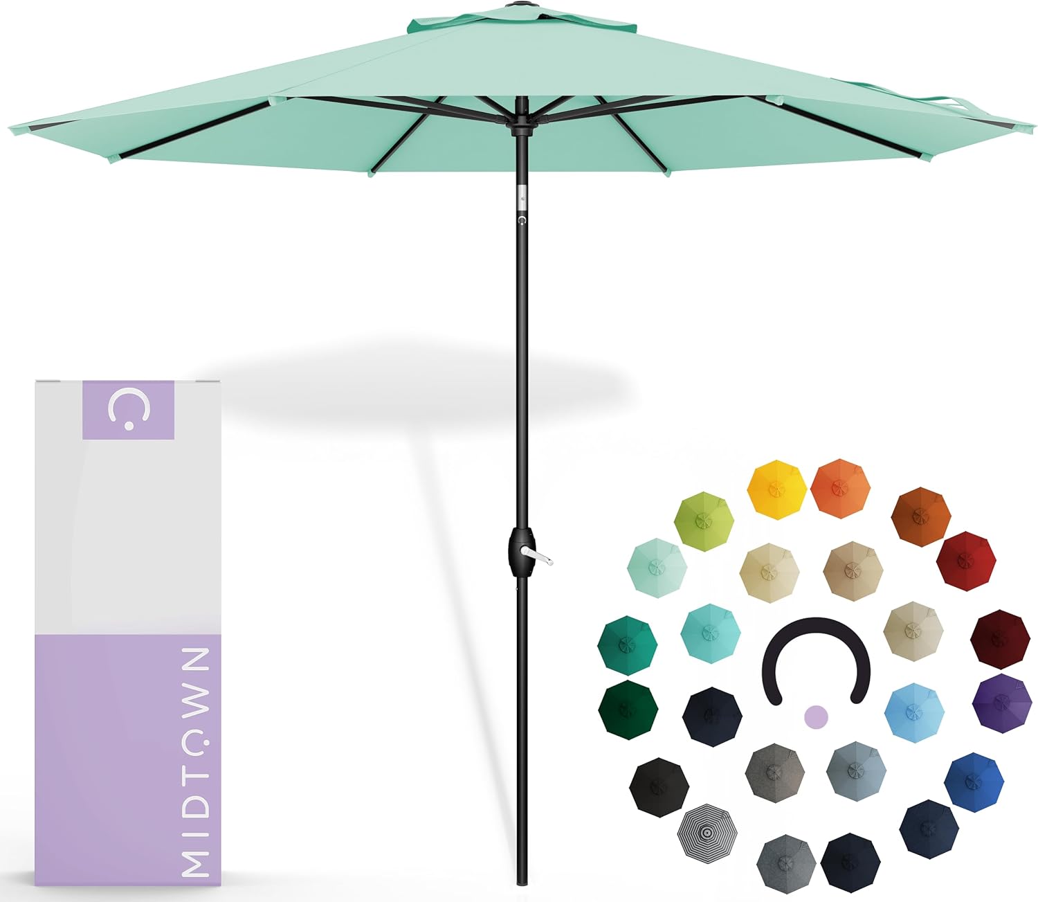 Midtown Umbrellas 9 Feet Outdoor Umbrella with Auto-Tilt Feature